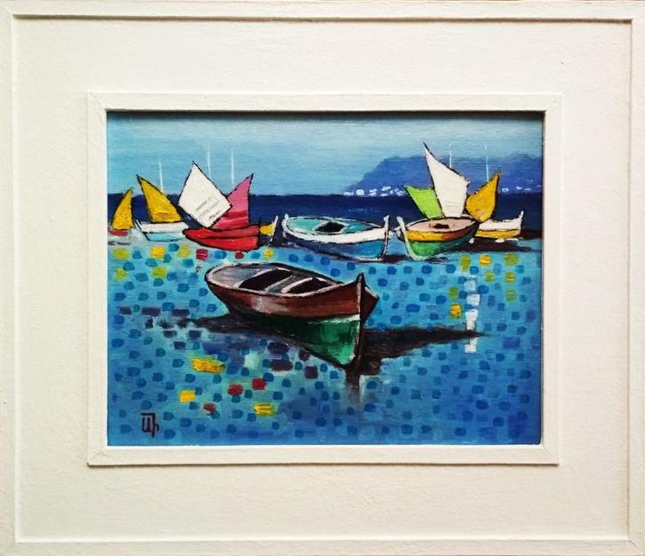 "Zeil" Schilderij met lijst, Antiek en Kunst, Kunst | Schilderijen | Modern, Verzenden