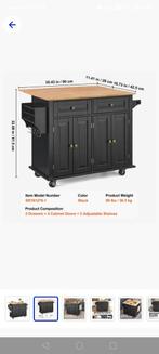 Keuken eiland nieuw in doos, Huis en Inrichting, Keuken | Complete keukens, Ophalen, Nieuw, Zwart, Hout