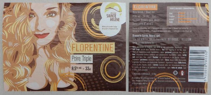 Bieretiket Florentine Brouwerij Sainte Hélène (8q5), Verzamelen, Biermerken, Gebruikt, Verzenden