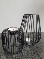 2 Kaarsenhouders in metaal, Ophalen, Zo goed als nieuw, Zwart, Metaal