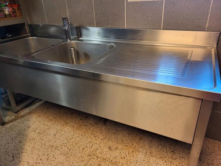 Roestvrijstalen dubbele spoelbak, Zakelijke goederen, Horeca | Keukenapparatuur, Gebruikt, Ophalen