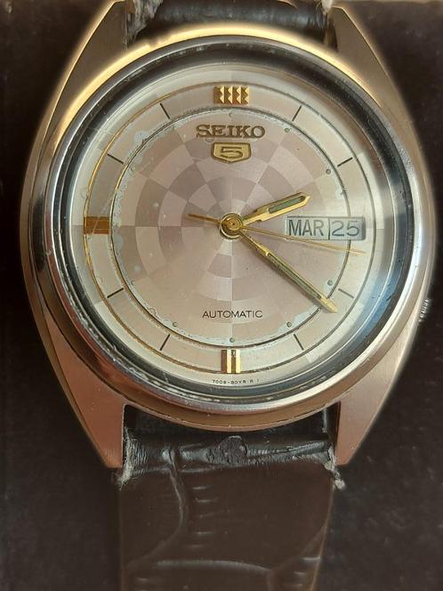 Seiko automaat, Handtassen en Accessoires, Horloges | Heren, Gebruikt, Polshorloge, Seiko, Staal, Leer, Ophalen of Verzenden