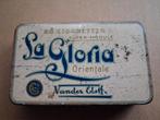 oude tabaksdoos VANDER ELST LA GLORIA..in blik, Verzamelen, Ophalen of Verzenden, Gebruikt, Reclamebord