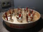 7 vintage limonade glazen versiering mannetje clown geruite, Antiek en Kunst, Ophalen of Verzenden