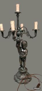 Bronzen Beeld kandelaar Werkt nog Hoogte 75 cm, Antiek en Kunst, Antiek | Kandelaars, Ophalen