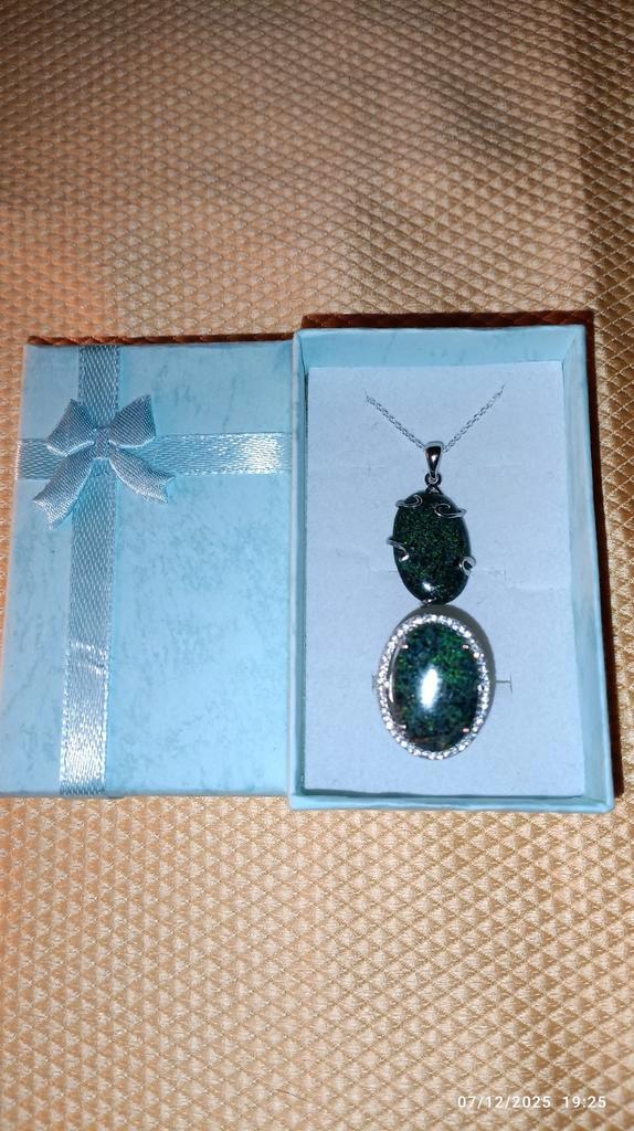 Sterling zilveren set met Australische Andamooka opaal, Handtassen en Accessoires, Kettinghangers, Nieuw, Zilver, Zilver, Met edelsteen