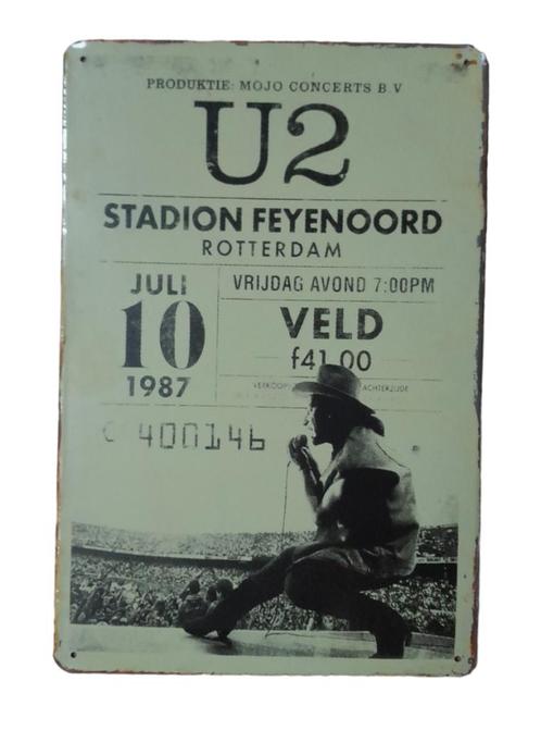 Plaque murale en métal rouillé au look vintage U2 Rotterdam, Collections, Musique, Artistes & Célébrités, Neuf, Enlèvement ou Envoi