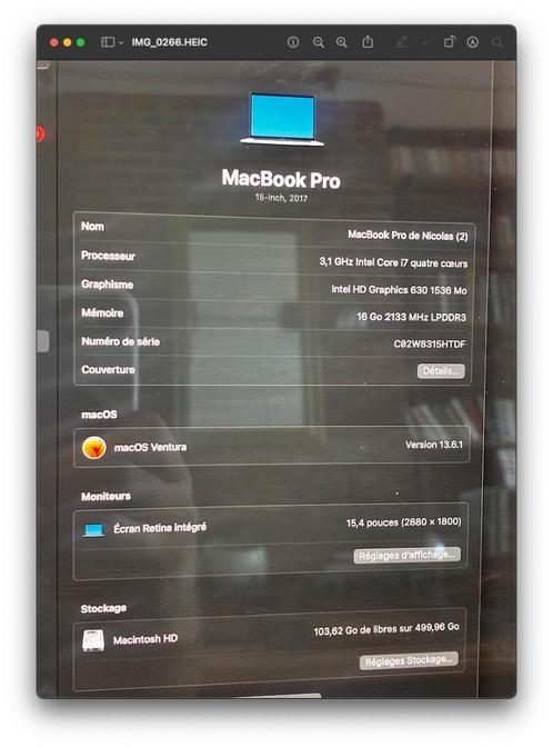 macbook pro 15 pouces 2017, Computers en Software, Apple Macbooks, Gebruikt, MacBook Pro, 15 inch, 3 tot 4 Ghz, 512 GB, 16 GB