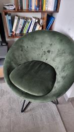Groene fluwelen fauteuil – gekocht bij WEBA België, Ophalen, Zo goed als nieuw, Stof