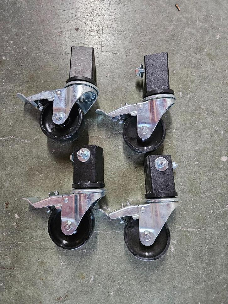 Set van 3 nieuwe zware wielen met remmen, Doe-het-zelf en Bouw, Zwenkwielen, Nieuw, Ophalen of Verzenden