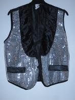 Zwarte glitter gilet - mannen - mt 48/50 - heren - Carnaval, Kleding | Heren, Ophalen of Verzenden, Zo goed als nieuw, Maat 48/50 (M)