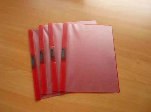 Set van 4 rode transparante A4 mapjes map van Rex, Diversen, Schoolbenodigdheden, Ophalen of Verzenden