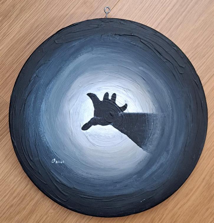 Modern dubbelzijdig schilderij — olieverf op gebogen hout, Antiek en Kunst, Kunst | Schilderijen | Modern, Ophalen of Verzenden