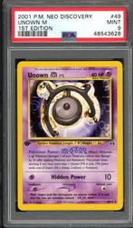 Unown M 1st Edition PSA 9 - 49/75 - Neo Discovery 2001, Hobby en Vrije tijd, Verzamelkaartspellen | Pokémon, Verzenden, Zo goed als nieuw