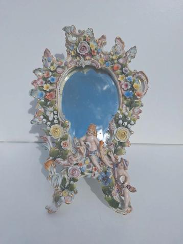     Miroir en porcelaine allemande SITZENDORF  Fin du XIXe 