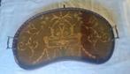 Bovenblad, mahonie en beige hout, verguld messing en glas., Ophalen, Hout