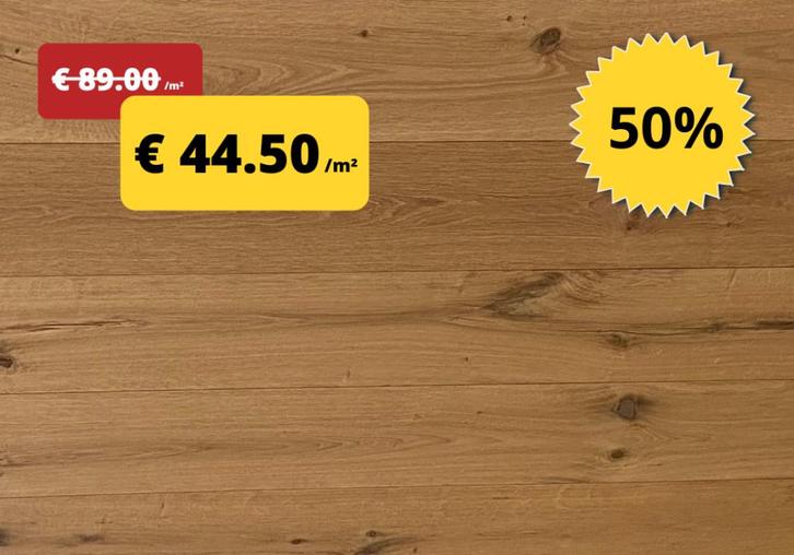 Eiken parket voor € 44.50 /m² incl BTW - 50% KORTING, Doe-het-zelf en Bouw, Vloerdelen en Plavuizen, Nieuw, Parket, Hout, 150 cm of meer