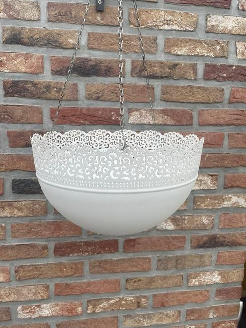 TWEE METALEN HANG BLOEMPOTTEN ZO GOED ALS NIEUW, Jardin & Terrasse, Pots de fleurs, Comme neuf, Enlèvement ou Envoi