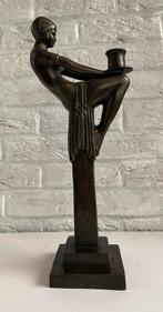 Bronzen kandelaar geïnspireerd door Max Le Verrier Art Deco, Antiek en Kunst, Antiek | Brons en Koper, Brons