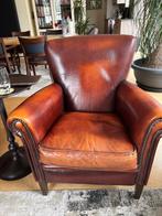 Schaapslederen fauteuil, Ophalen, Gebruikt, 75 tot 100 cm, Hout