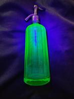 Antieke sifon fles/ blauw uranium glas/ ouraline/ uranifère, Ophalen of Verzenden
