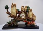Horloge de cheminée famille de hiboux 20 x 27👀🤗🕐💑🎁, Antiquités & Art, Art | Sculptures & Bois, Enlèvement ou Envoi