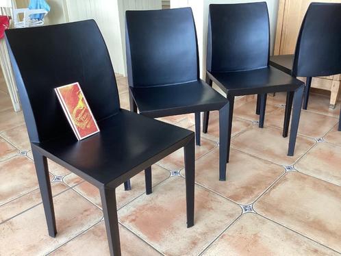 Luxe Poltrona Frau stoelen model Lola(set)zadelleer, Huis en Inrichting, Stoelen, Gebruikt, Leer, Zwart, Ophalen