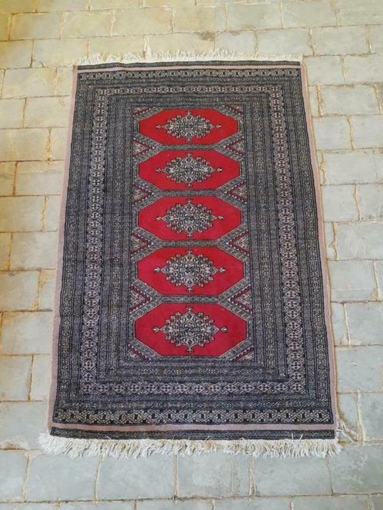 TXL30 Perzisch tapijt taupe rood zwart 150/96, Ophalen of Verzenden