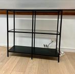 VITTSJÖ Stellingkast, zwartbruin/glas, 100x93 cm, Huis en Inrichting, Ophalen, Gebruikt