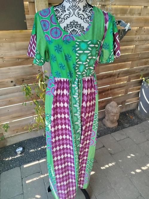 Mooie maxi-dress Bohemian patchwork, Kleding | Dames, Jurken, Zo goed als nieuw, Maat 36 (S), Groen, Onder de knie, Ophalen of Verzenden