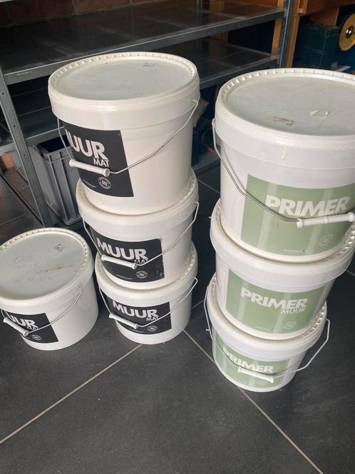 Paint Factory verf wit Muur Mat (40l) en Primer (29l), Doe-het-zelf en Bouw, Verf, Beits en Lak, Nieuw, Verf, Wit, Ophalen