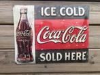 Coca Cola licht metalen plakkaat gebombeerd ICE COLD Coca-Co, Verzamelen, Merken en Reclamevoorwerpen, Reclamebord, Ophalen of Verzenden