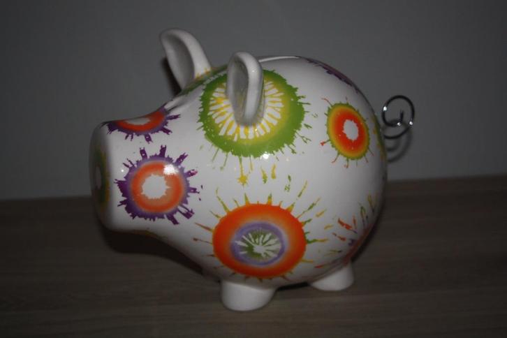 Salt & pepper , spaarvarken 25 cm ( steen , metalen staart ), Verzamelen, Spaarpotten, Zo goed als nieuw, Dier, Steen, Aardewerk of Keramiek