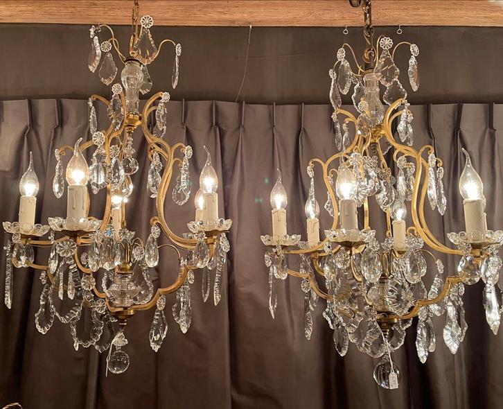 2 bij elkaar passende FRANSE kroonluchters, Antiek en Kunst, Antiek | Verlichting, Ophalen of Verzenden