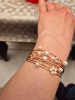 Mooie goudkleurige armband met crystals en parels, Handtassen en Accessoires, Armbanden, Ophalen of Verzenden, Zo goed als nieuw