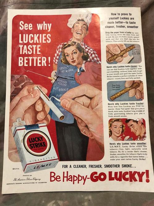 Us ww2 lucky strike poster, Verzamelen, Militaria | Tweede Wereldoorlog, Ophalen of Verzenden