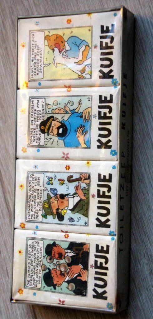 Kuifje TinTin 4 stuks zeep originele verpakking 1950, Verzamelen, Stripfiguren, Zo goed als nieuw, Kuifje, Verzenden