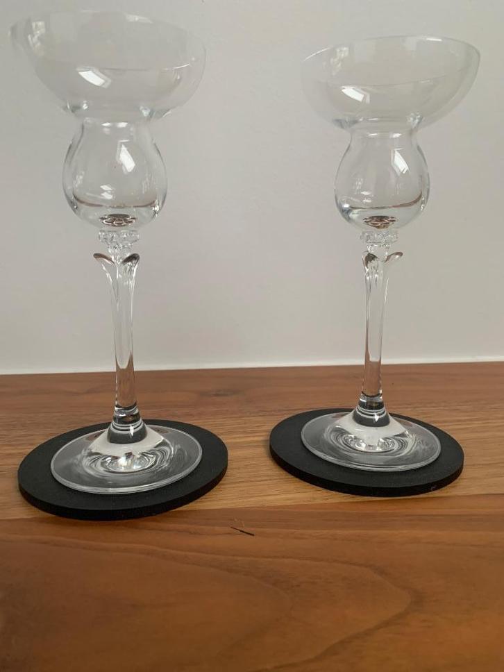 Vintage 2 kristallen kandelaars jaren 80, Huis en Inrichting, Woonaccessoires | Kandelaars en Kaarsen, Zo goed als nieuw, Kandelaar