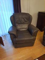 Donker taupe lederen zetels, Huis en Inrichting, Ophalen, Gebruikt, Driepersoons, Leer