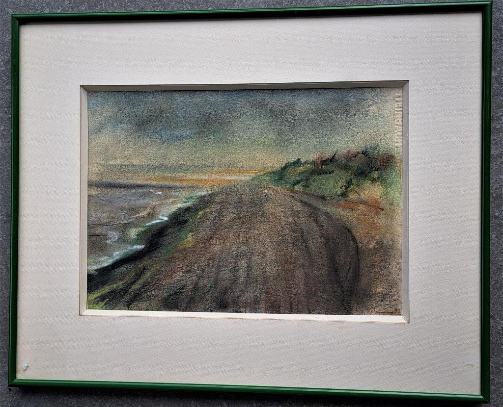 Jeanne Portenart 1911-1991 " Het Zwin “ prachtige pastel, Antiquités & Art, Art | Peinture | Classique, Enlèvement ou Envoi