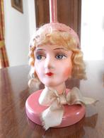 Porte-chapeau 1920 avec tête de femme au chapeau rose - Rare, Ophalen of Verzenden, Gebruikt