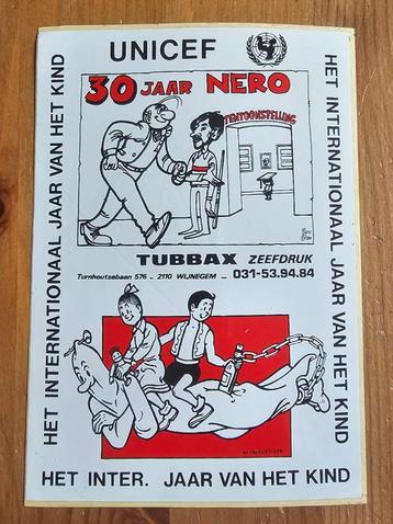 Suske en Wiske sticker Unicef 1979 Nero Sleen Vandersteen, Enlèvement ou Envoi, Comme neuf, Bande dessinée ou Dessin animé