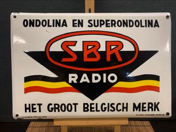 Emaille reclamebord SBR RADIO uit 1933, Enlèvement, Utilisé, Panneau publicitaire
