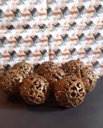 lot de 8 boules de noel 6cm vieil or pailleté et ajouré, Ophalen of Verzenden, Gebruikt