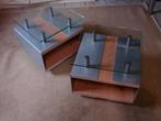 2 design bijzet tafeltjes-nachttafeltjes op wieltjes, Ophalen, Minder dan 45 cm, Minder dan 55 cm, Metaal of Aluminium