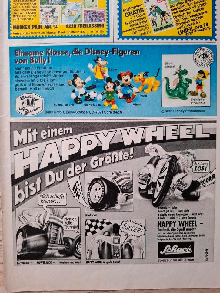 Vintage Duitse reclame advertenties Bully + Schuco, Verzamelen, Speelgoed, Gebruikt, Ophalen of Verzenden