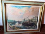 De Schelde bij Vaulx (Doornik) - Schilderij van Defroyennes, Antiek en Kunst, Ophalen