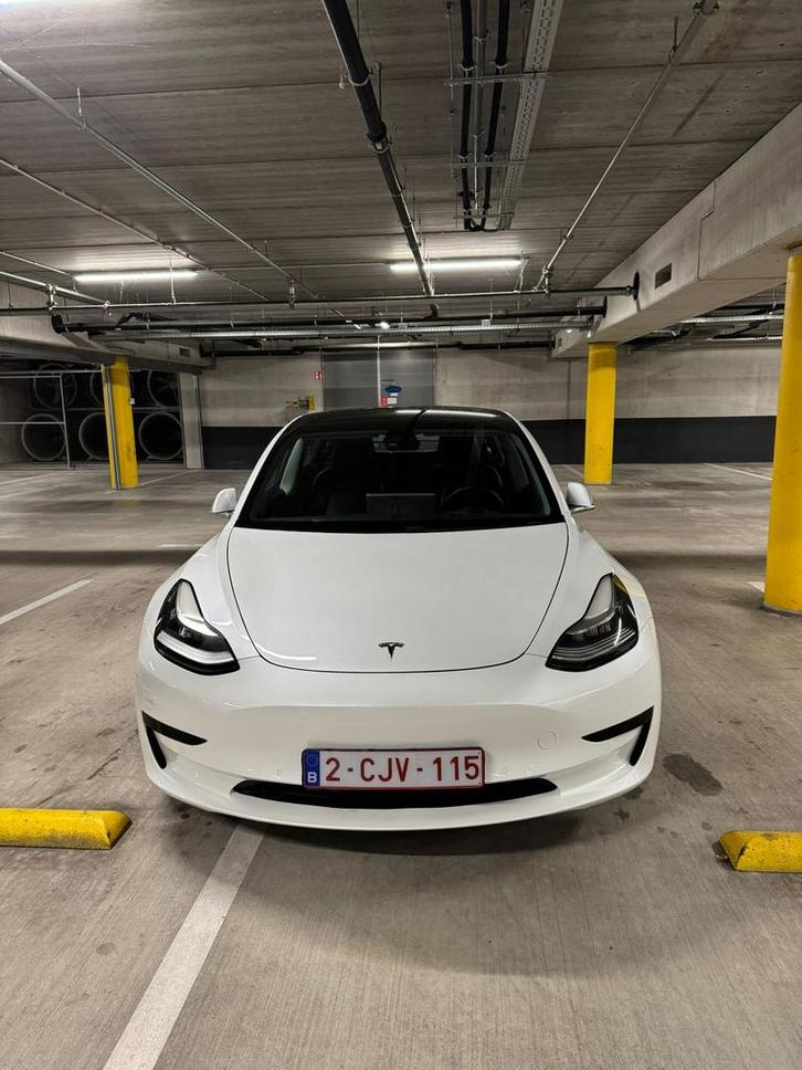 Tesla Model 3 - Pearl White - (SR+), Auto's, Tesla, Particulier, Model 3, Panoramadak, Zwart, Leder, Achterwielaandrijving, Ophalen