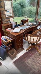 Bureau, bruin hout, 130 x 70 cm met draaistoel, Huis en Inrichting, Ophalen, Gebruikt, Bureau