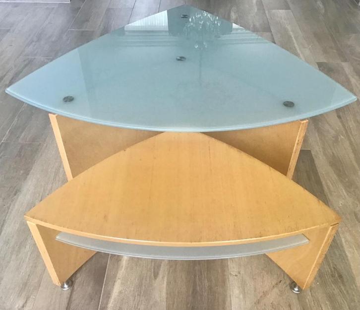 Salontafel met bijzettafel Hugo de Ruiter Design - Leolux, Huis en Inrichting, Tafels | Salontafels, Gebruikt, Overige houtsoorten
